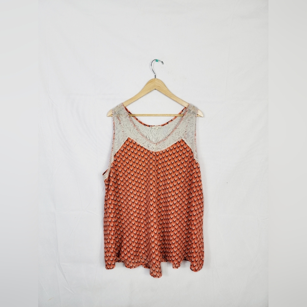 Women's 2X Dleione Orange and Cream Women's Top